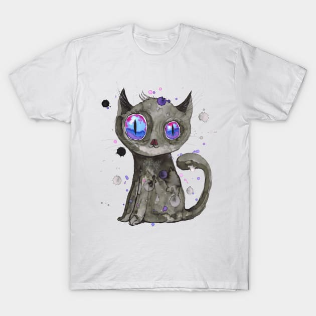 Black cute kitten T-Shirt by Bwiselizzy